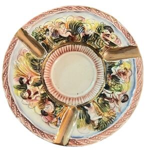 Capodimonte Ashtray Cherubs  Ceramic Vintage Collectible Marked 1366/95 Italy